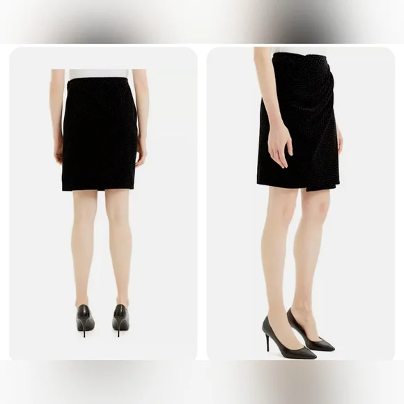 Theory - Pleat Wrap Skirt - Black/White - Picture 2 of 3